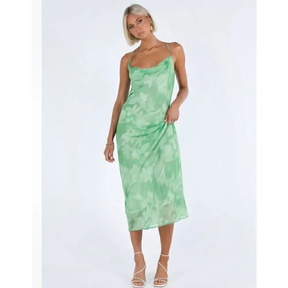 Princess Polly US 8 Pantano Maxi Dress Green Sleeveless